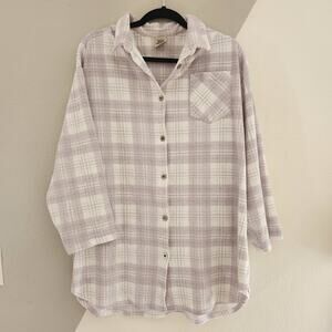 High Sierra Intimates plaid longline ribbed button down XXL